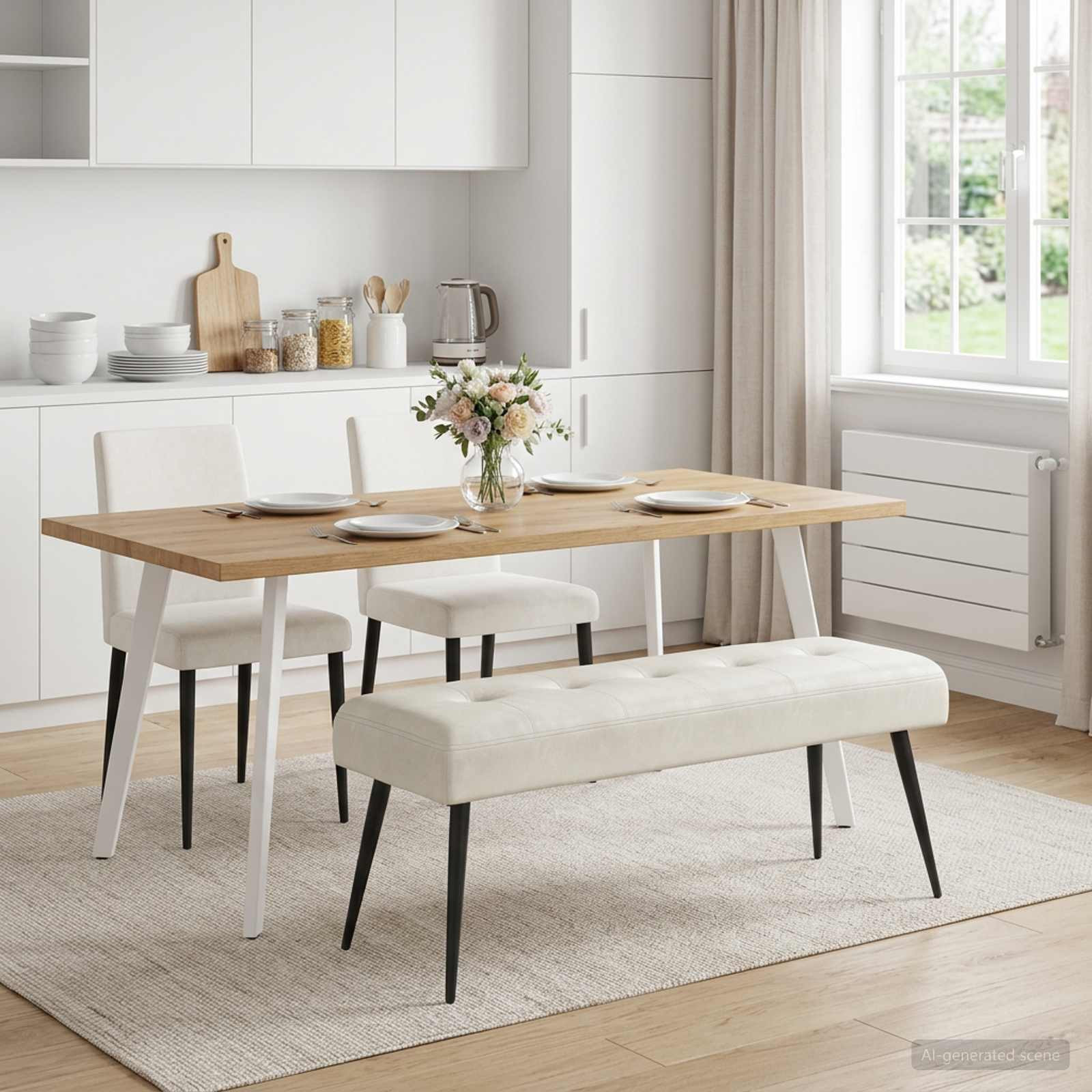 vidaXL Bank mit Knopfheftung Creme 110 x 40 x 46 cm Samt