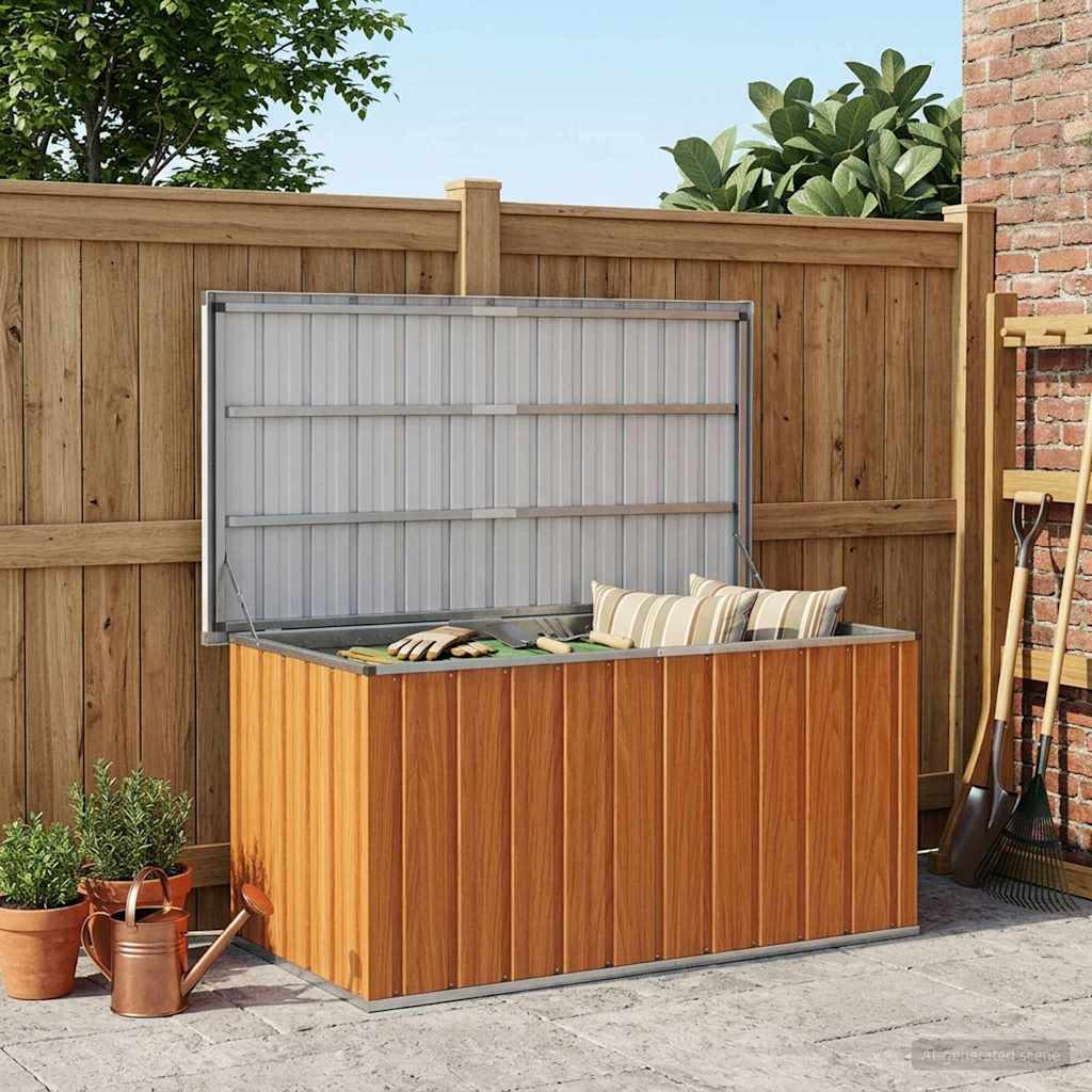 vidaXL Außenlagerbox Holz 129 x 67 x 65 cm Verzinkter Stahl