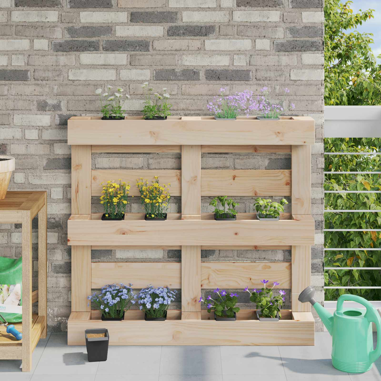 vidaXL Blumenboxen für Euro-Paletten 12 pcs Schwarz 14 x 9 x 9,5 cm
