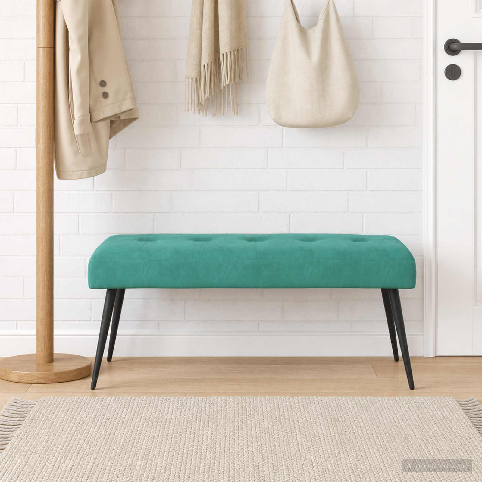 vidaXL Bank mit Knopfheftung Türkis 110 x 40 x 46 cm Samt