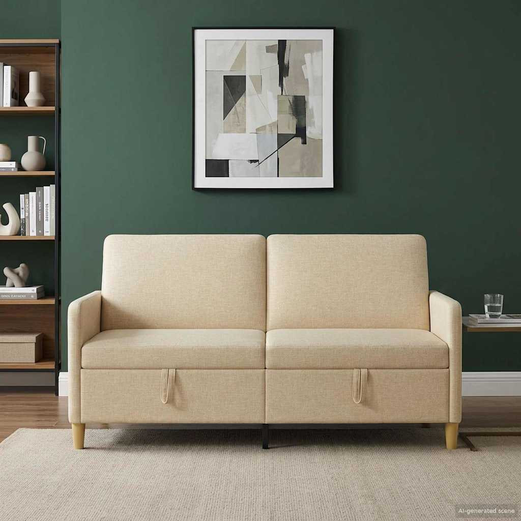 vidaXL Sofa mit Stauraum Creme 172 x 78 x 87 cm Polyester