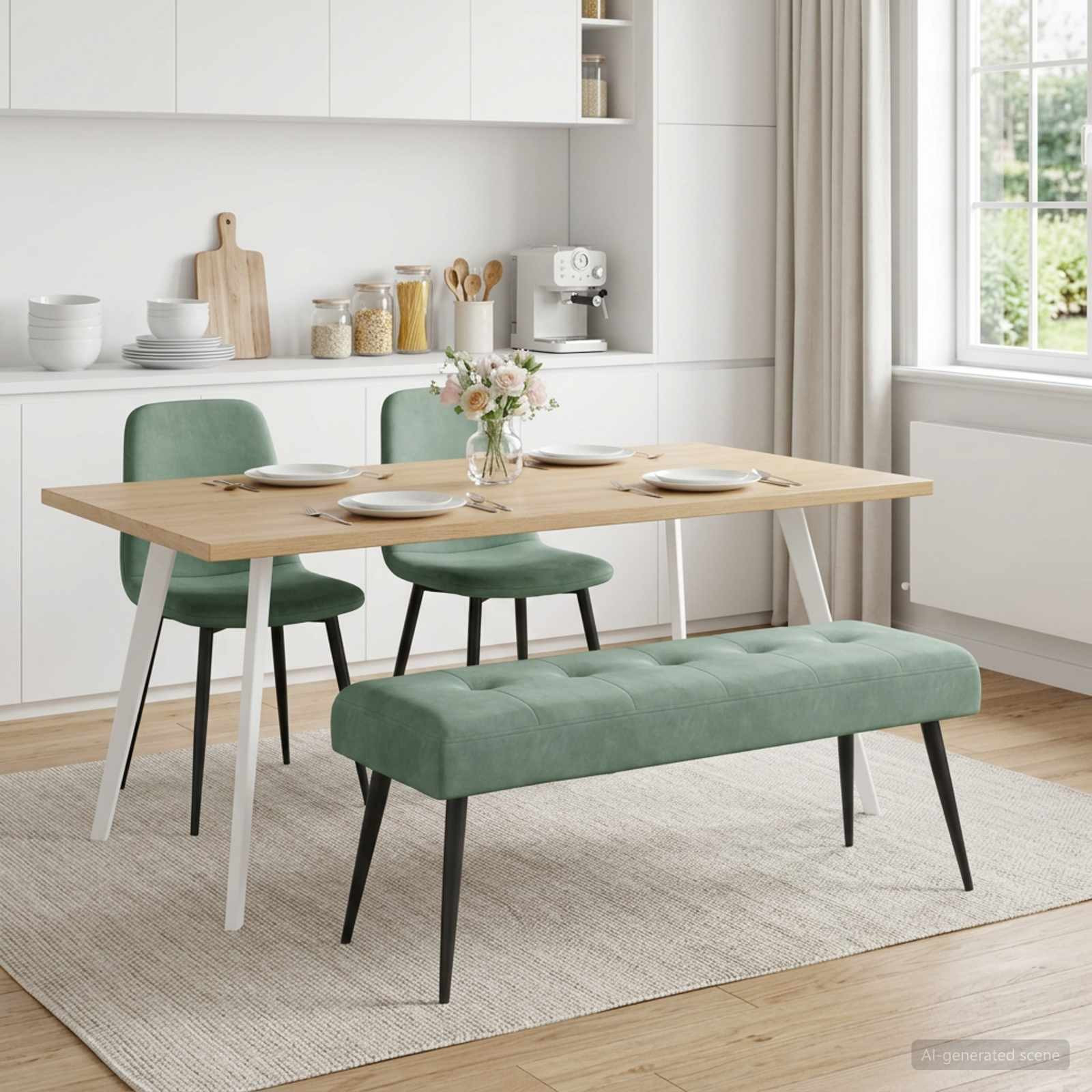 vidaXL Bank mit Knopfheftung Meergrün 110 x 40 x 46 cm Samt