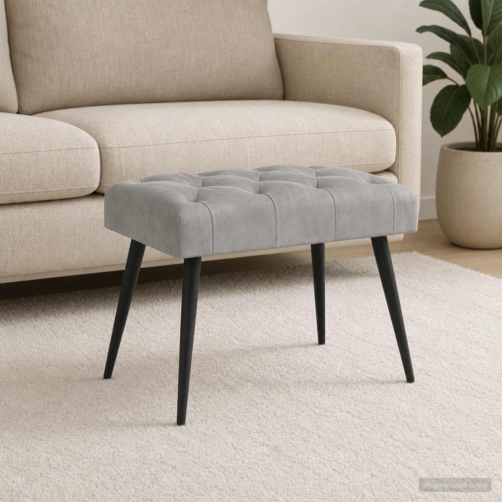 vidaXL Bank mit Knopfheftung Hellgrau 60 x 40 x 45 cm Samt