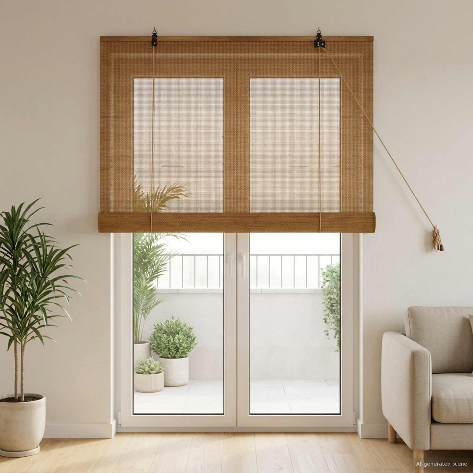 vidaXL Rollo Braun 90 x 220 cm Bambus