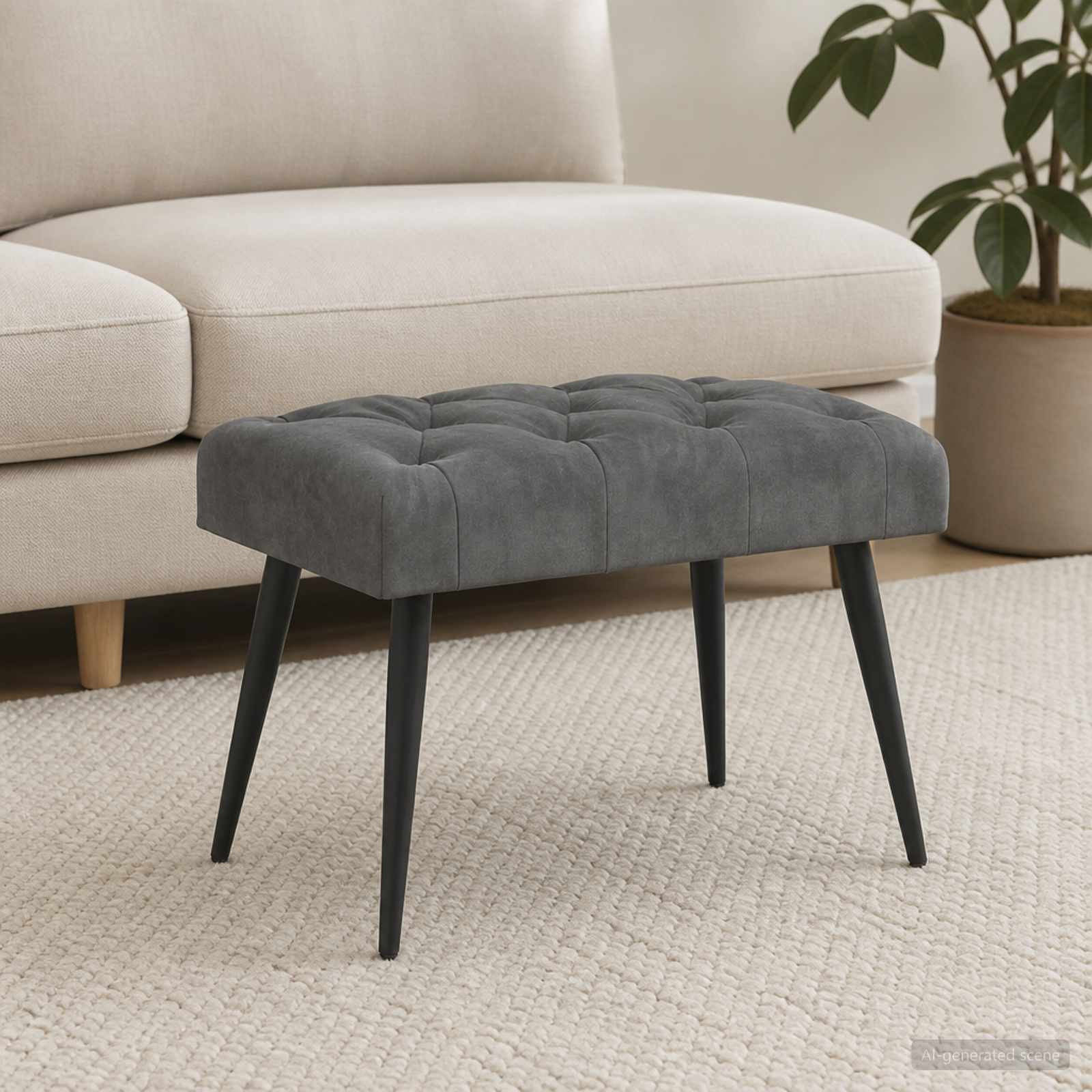 vidaXL Bank mit Knopfheftung Dunkelgrau 60 x 40 x 45 cm Samt