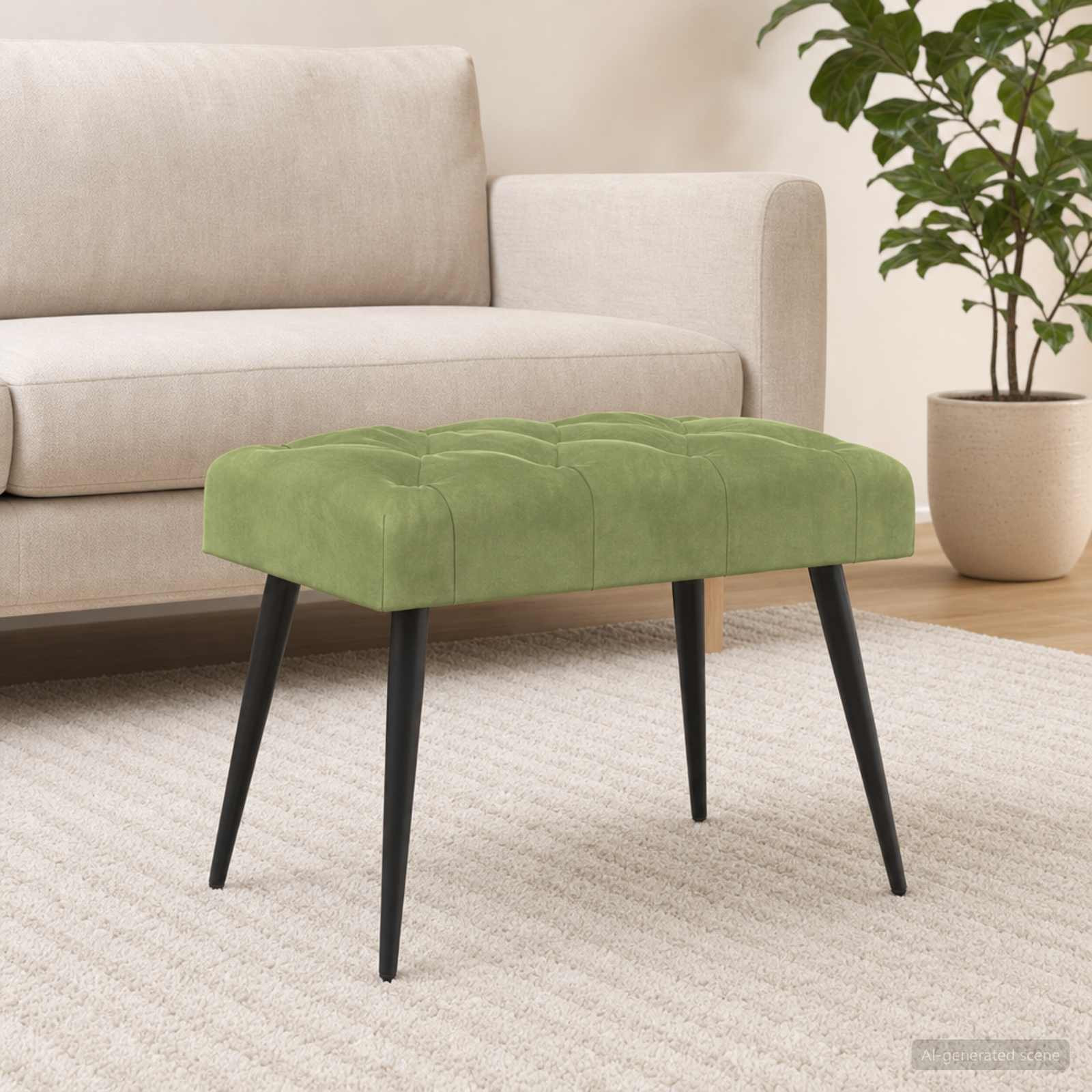 vidaXL Bank mit Knopfheftung Hellgrün 60 x 40 x 45 cm Samt
