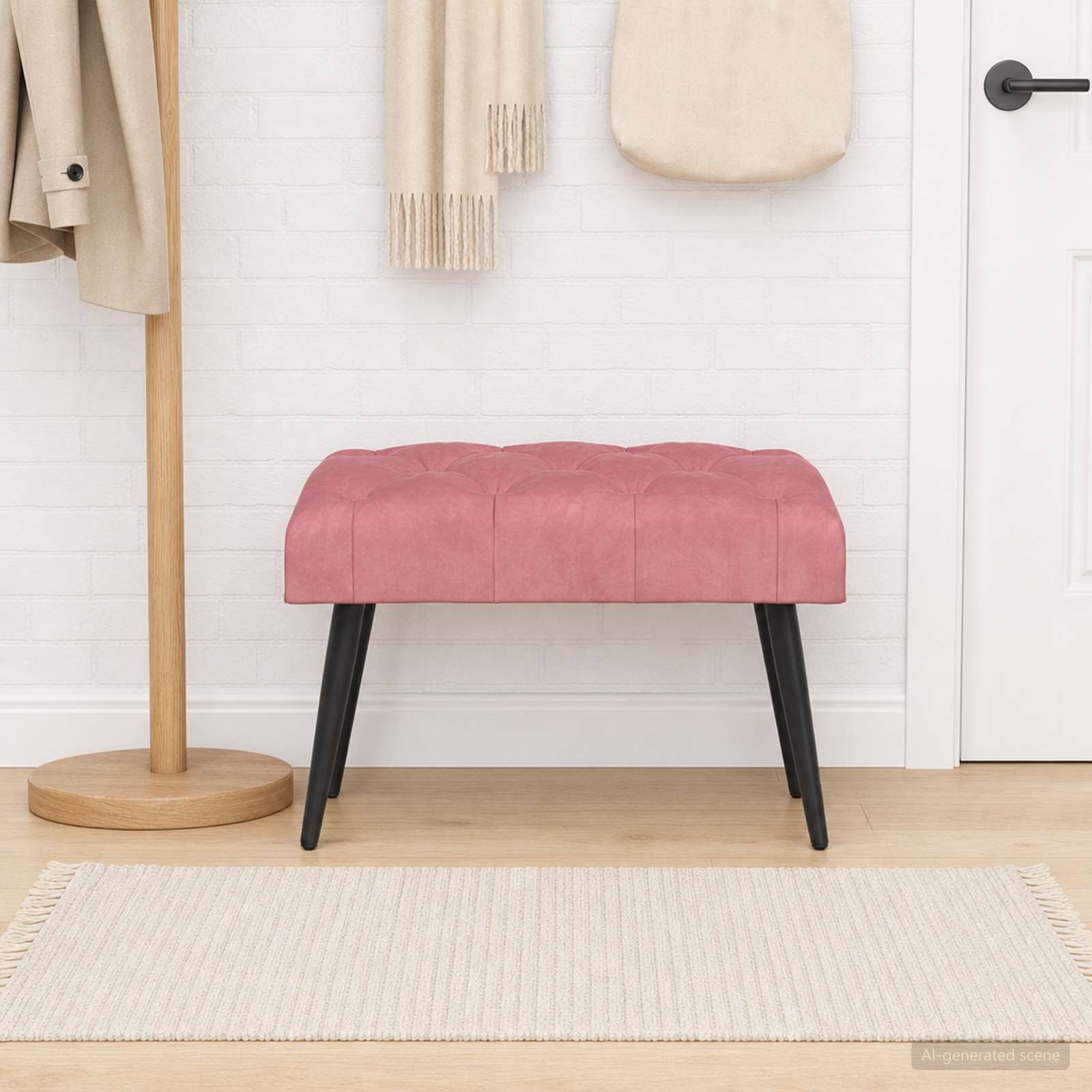 vidaXL Bank mit Knopfheftung Rosa 60 x 40 x 45 cm Samt