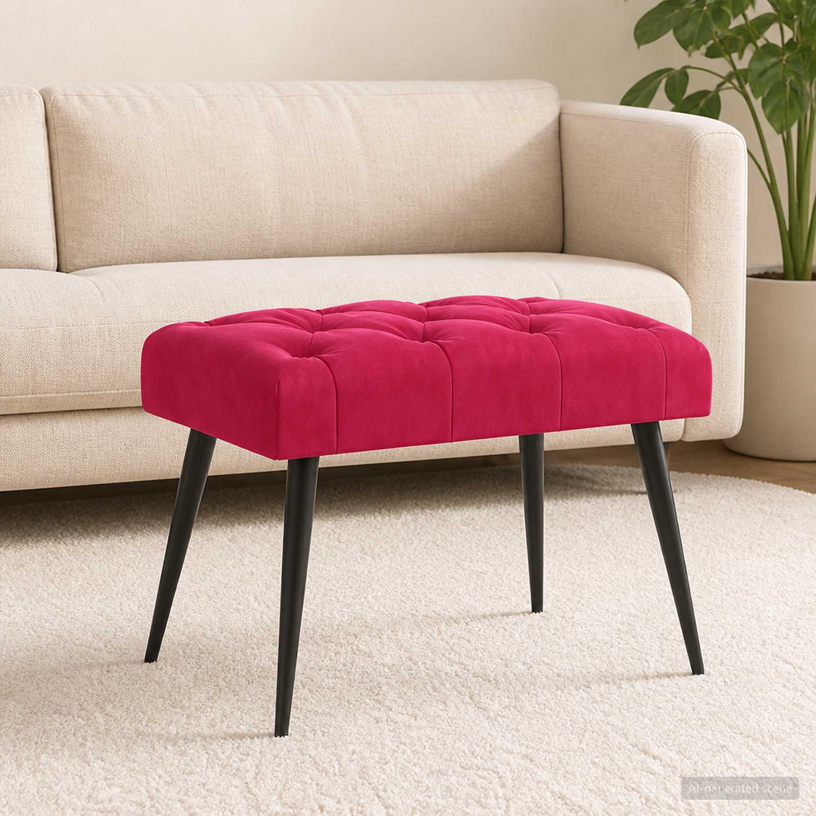 vidaXL Bank mit Knopfheftung Weinrot 60 x 40 x 45 cm Samt