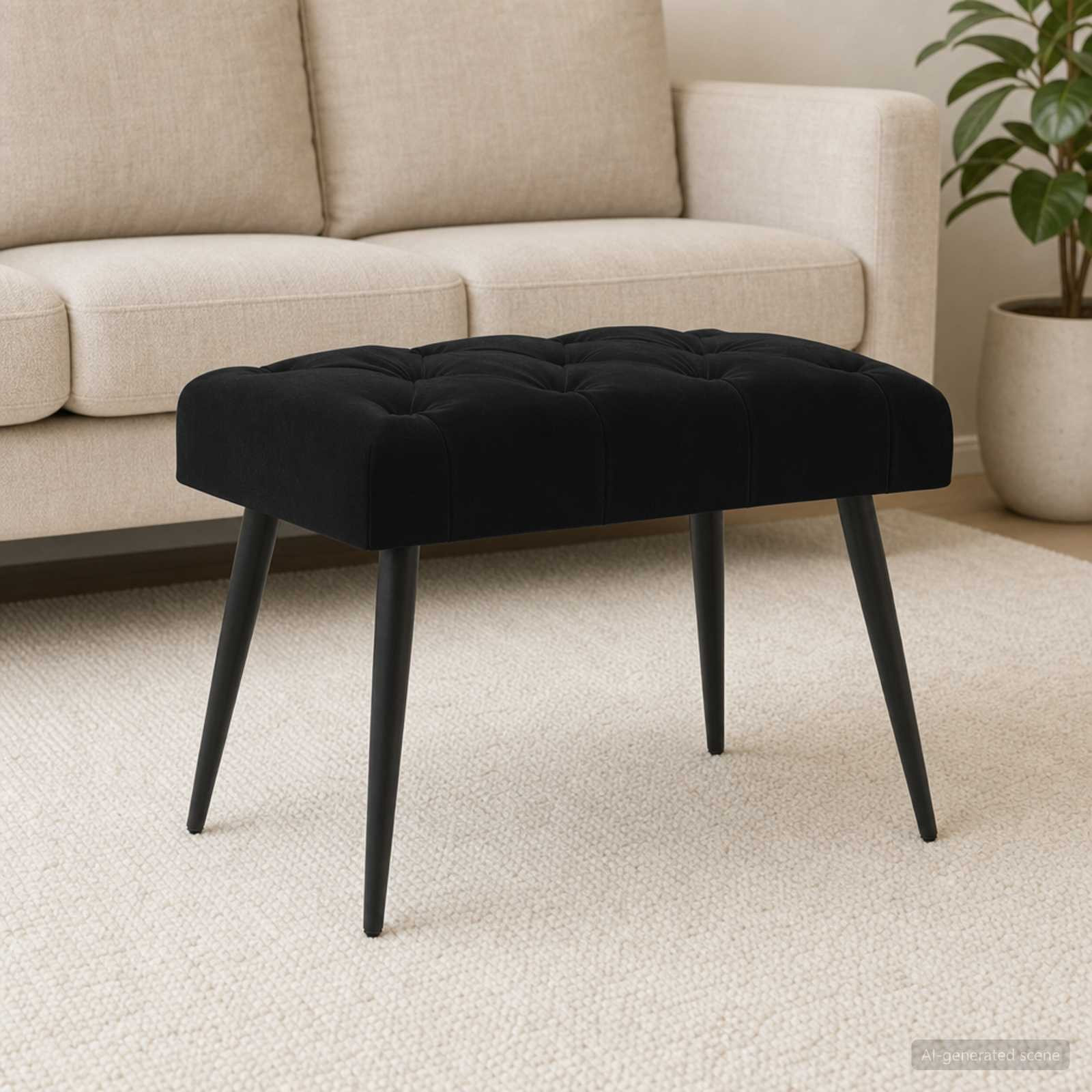 vidaXL Bank mit Knopfheftung Schwarz 60 x 40 x 45 cm Samt