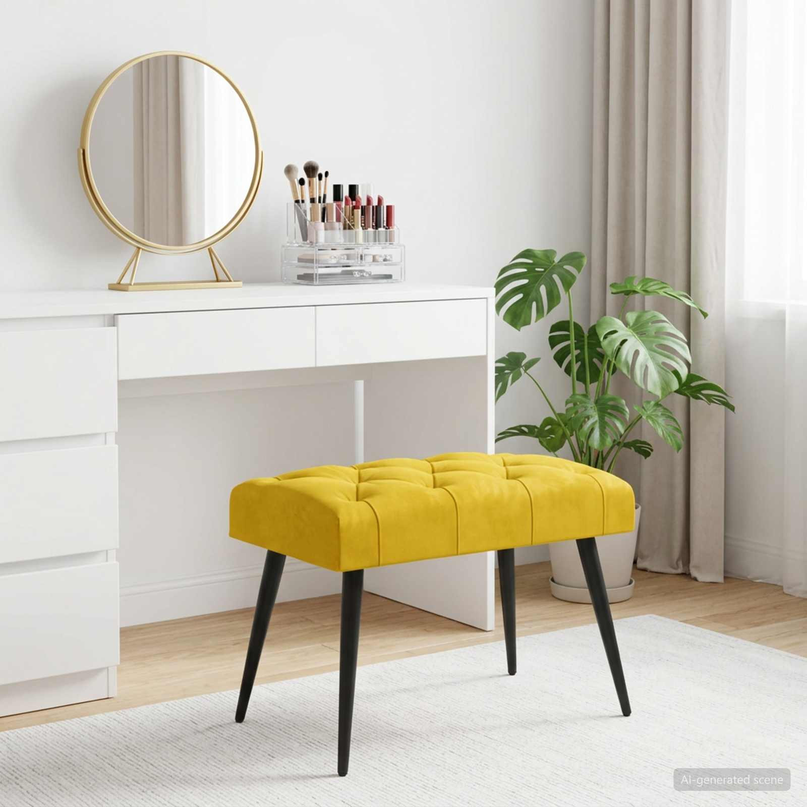 vidaXL Bank mit Knopfheftung Gelb 60 x 40 x 45 cm Samt