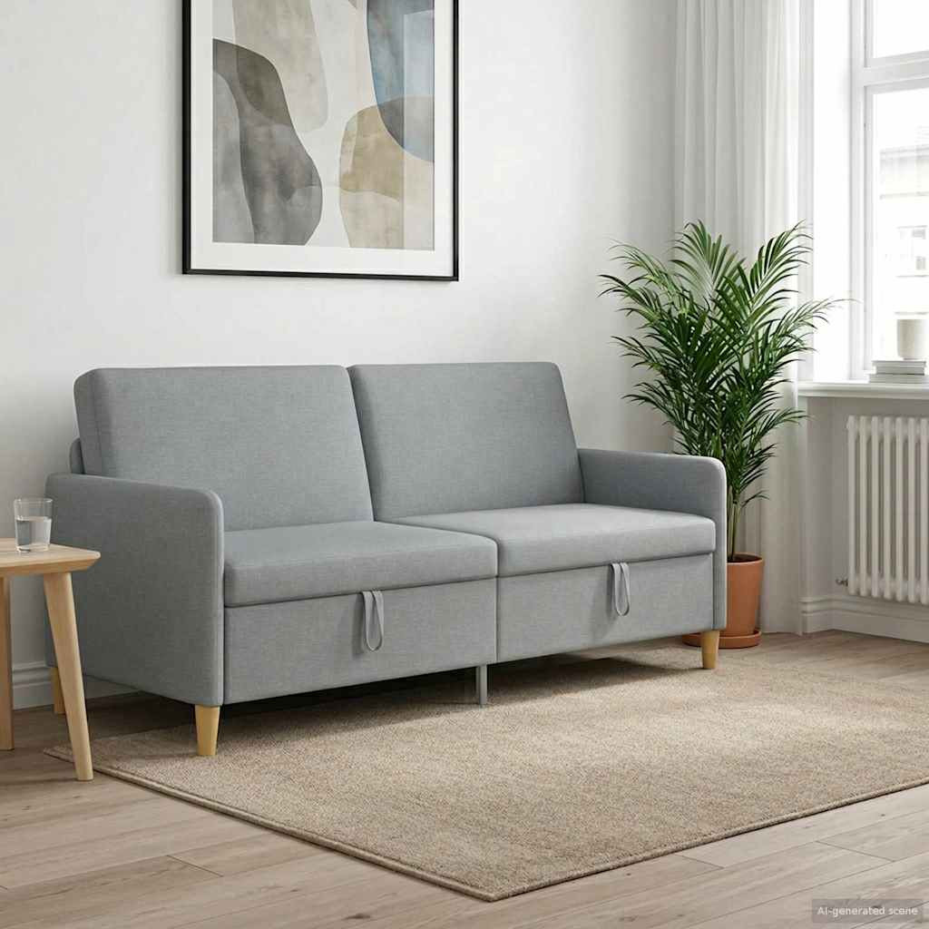 vidaXL Sofa mit Stauraum Hellgrau 192 x 78 x 87 cm Polyester