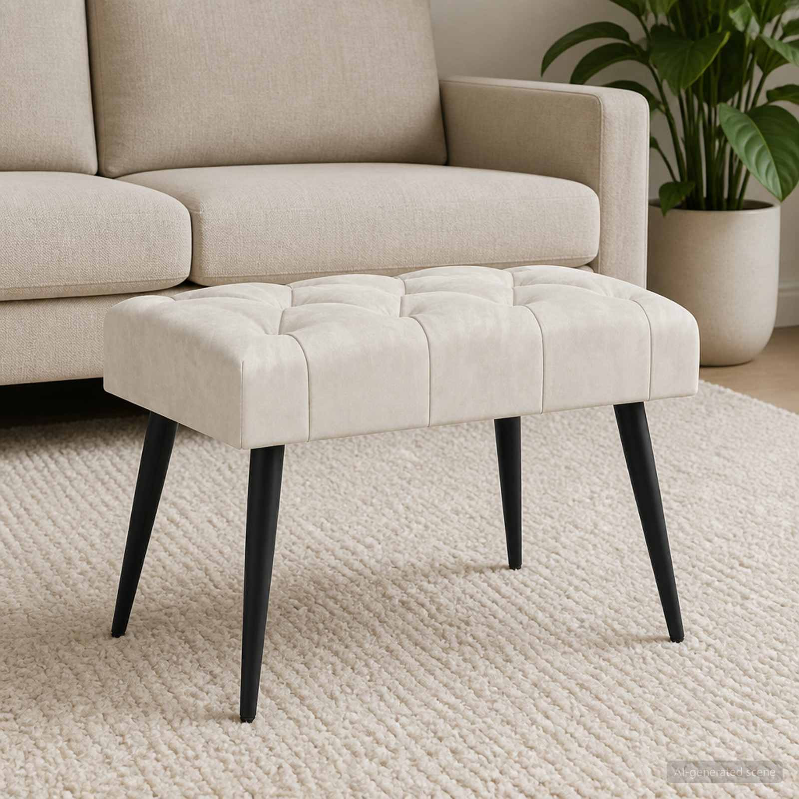 vidaXL Bank mit Knopfheftung Creme 60 x 40 x 45 cm Samt