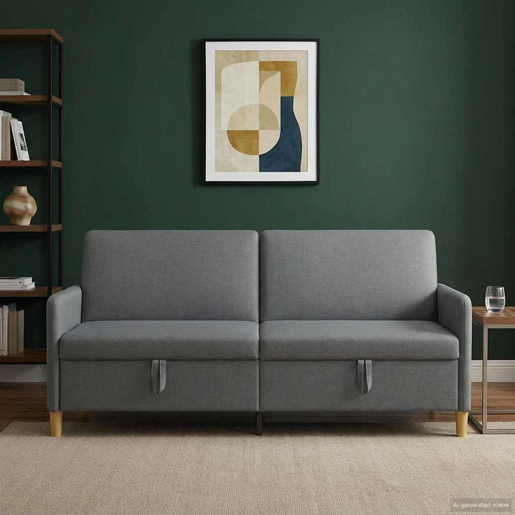 vidaXL Sofa mit Stauraum Dunkelgrau 192 x 78 x 87 cm Polyester