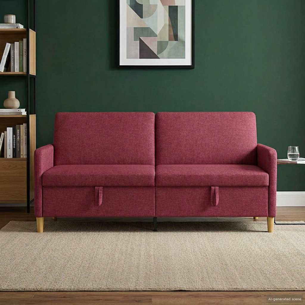 vidaXL Sofa mit Stauraum Weinrot 192 x 78 x 87 cm Polyester