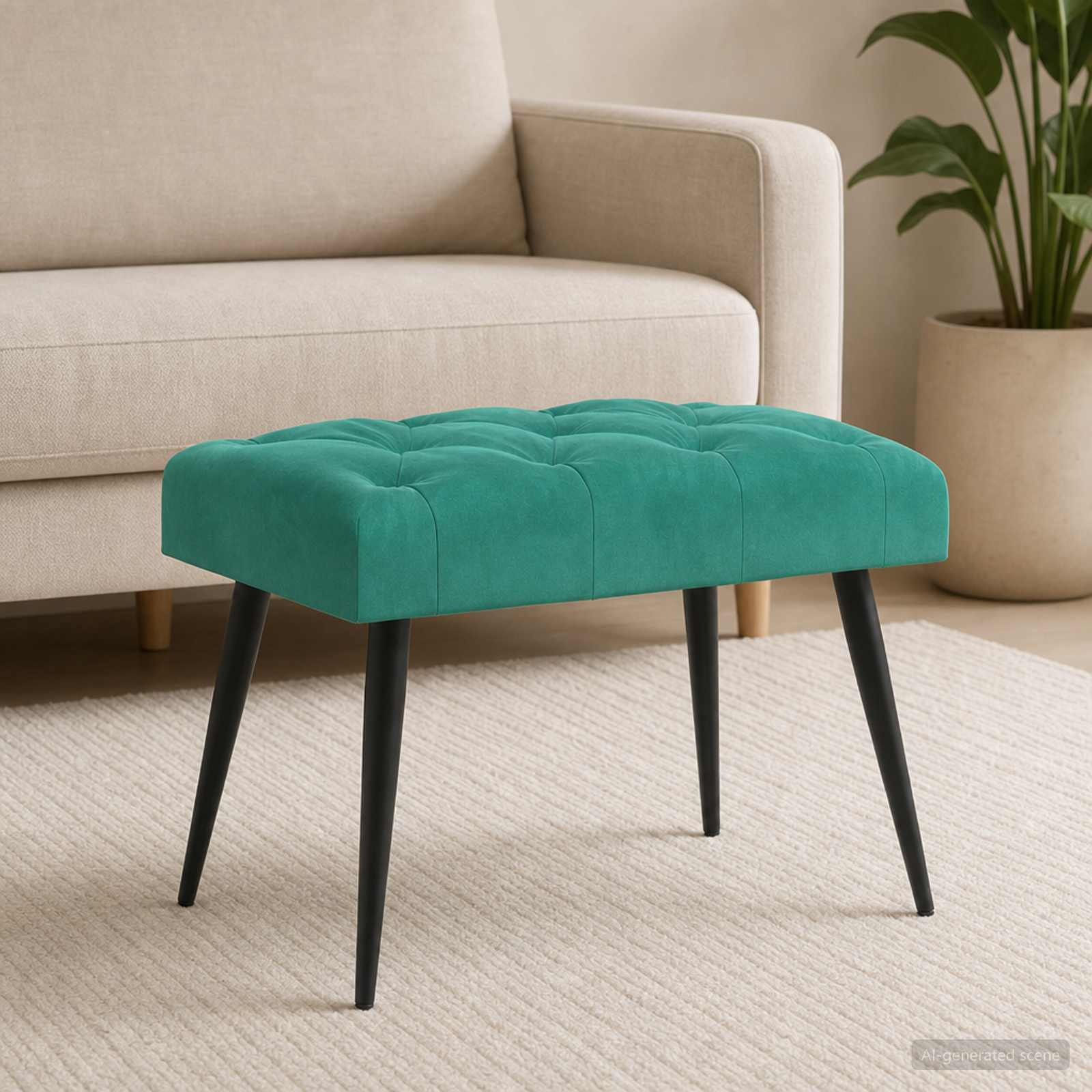 vidaXL Bank mit Knopfheftung Türkis 60 x 40 x 45 cm Samt