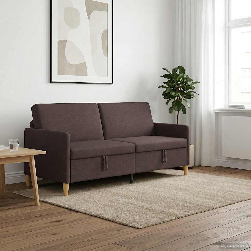 vidaXL Sofa mit Stauraum Dunkelbraun 192 x 78 x 87 cm Polyester