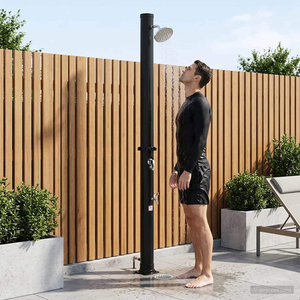 vidaXL Solardusche mit Duschkopf und Wasserhahn 20 l Schwarz