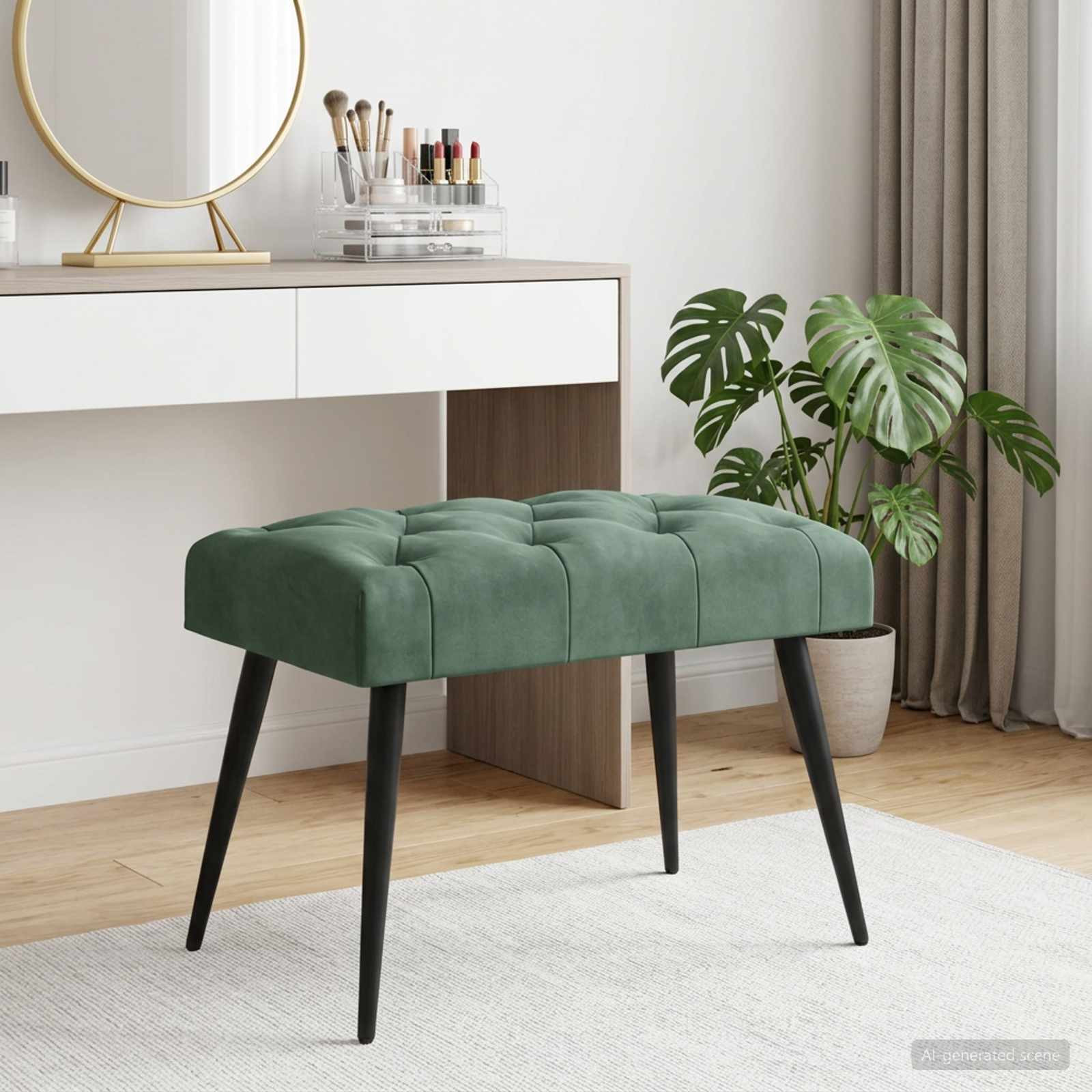 vidaXL Bank mit Knopfheftung Meergrün 60 x 40 x 45 cm Samt