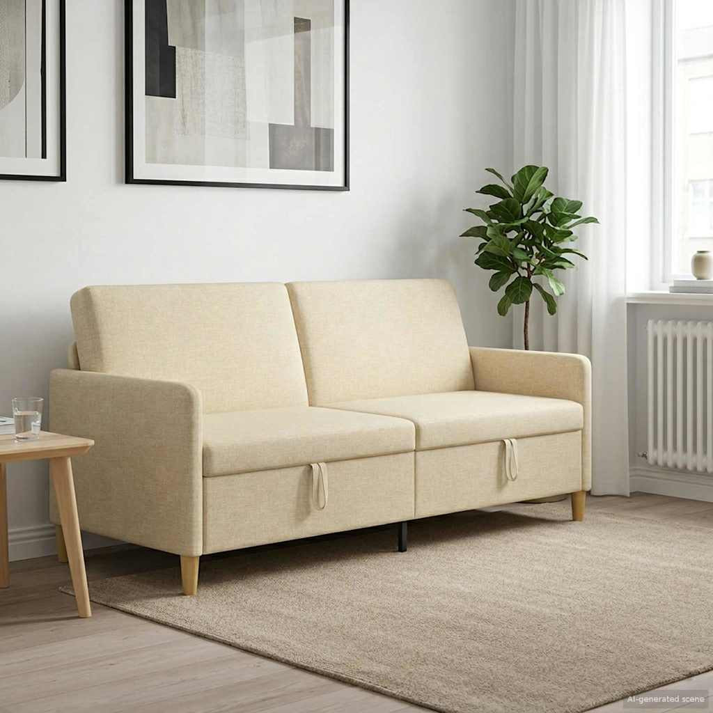 vidaXL Sofa mit Stauraum Creme 192 x 78 x 87 cm Polyester
