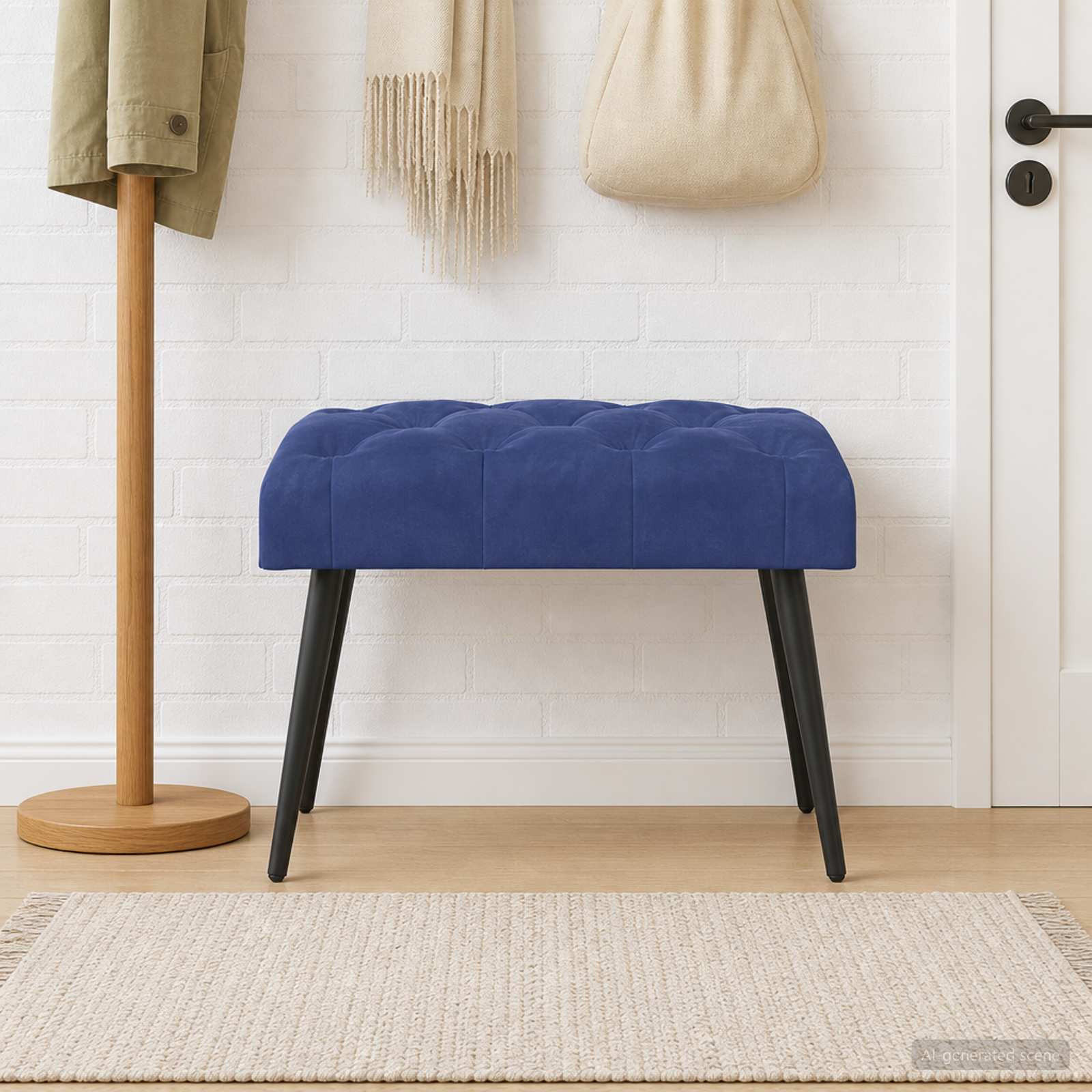 vidaXL Bank mit Knopfheftung Polizeiblau 60 x 40 x 45 cm Samt
