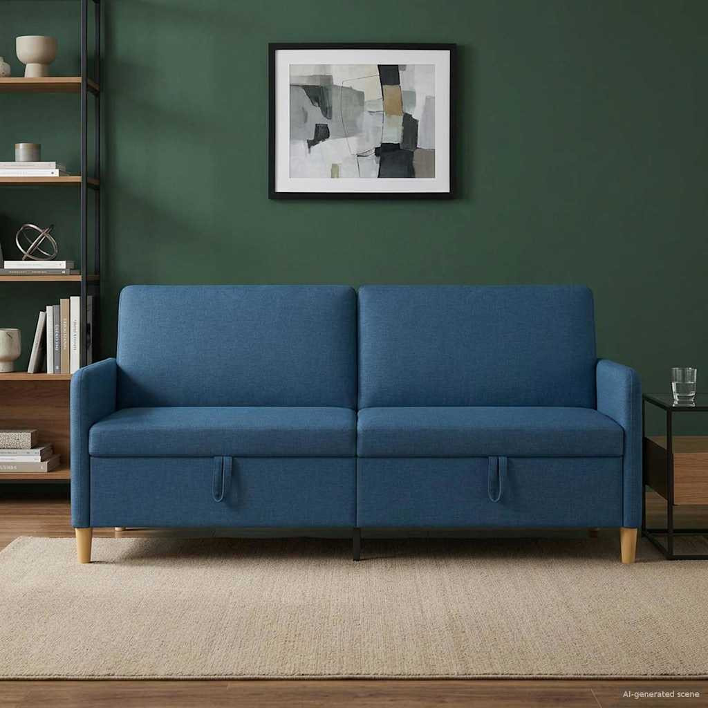 vidaXL Sofa mit Stauraum Blau 192 x 78 x 87 cm Polyester