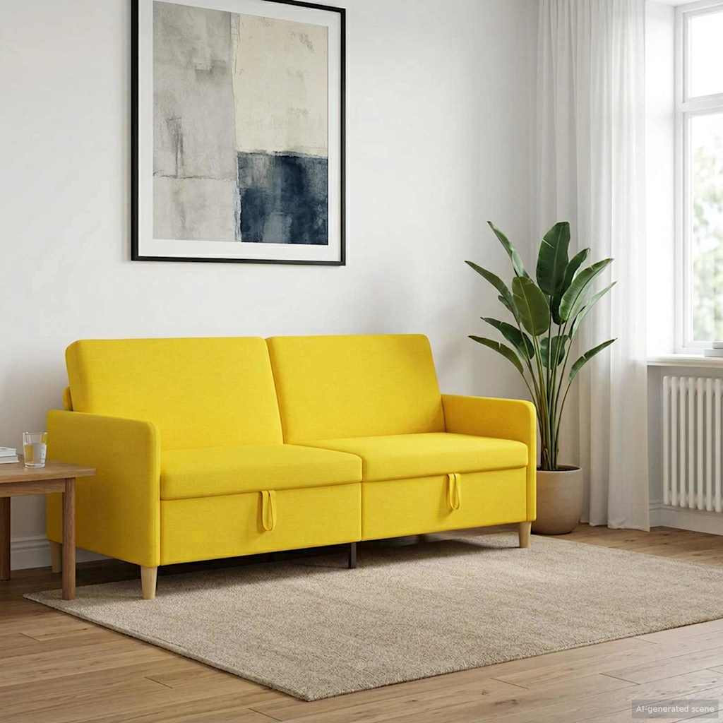 vidaXL Sofa mit Stauraum Helles Gelb 192 x 78 x 87 cm Polyester