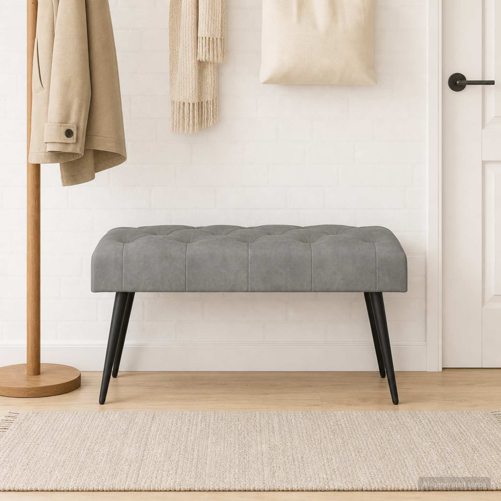 vidaXL Bank mit Knopfheftung Hellgrau 80 x 40 x 46 cm Samt