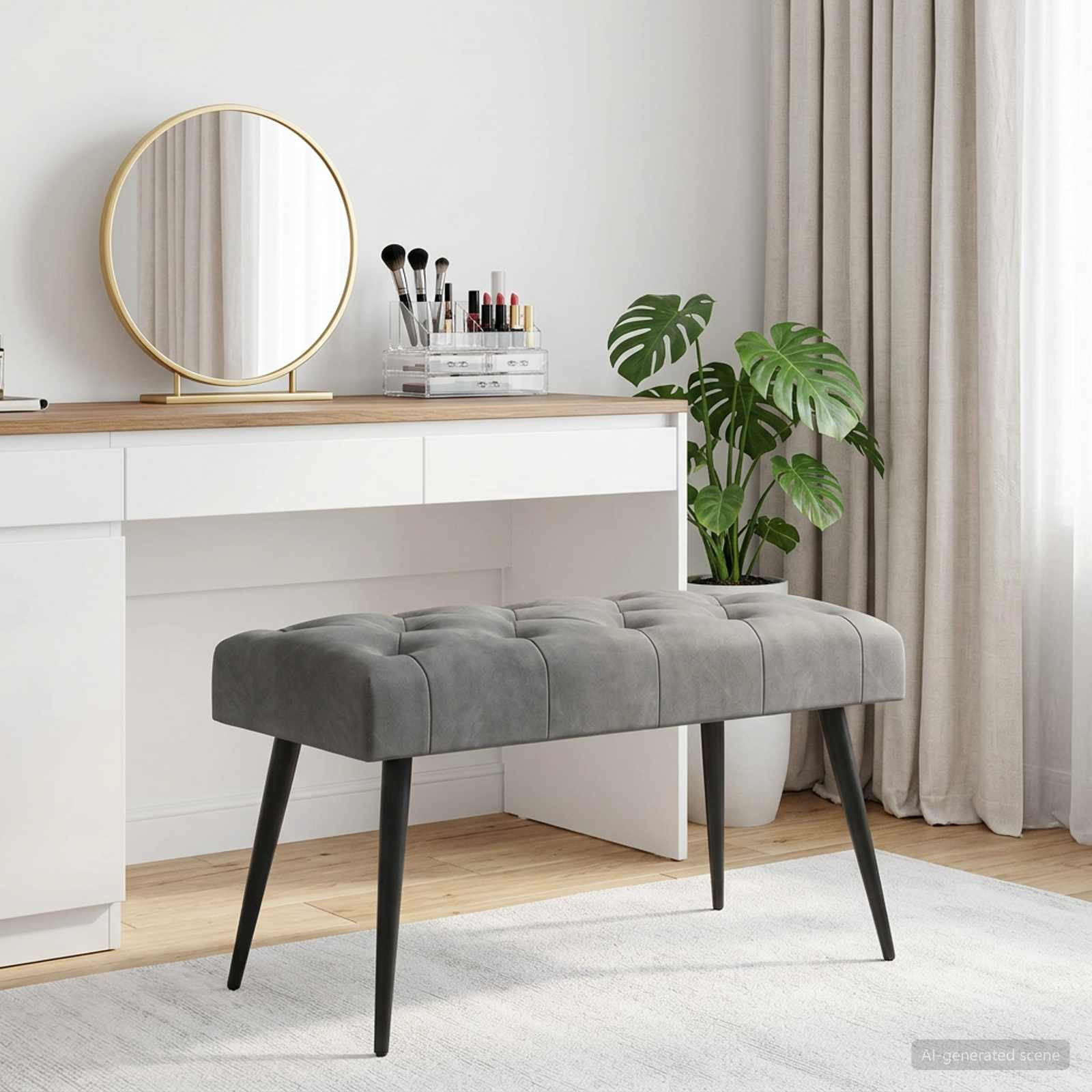 vidaXL Bank mit Knopfheftung Dunkelgrau 80 x 40 x 46 cm Samt