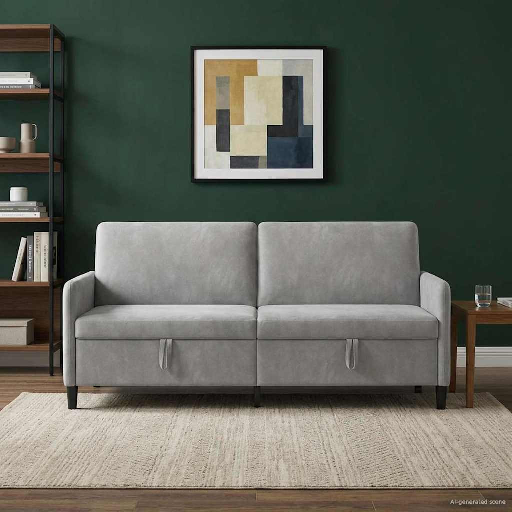 vidaXL Sofa mit Stauraum Hellgrau 192 x 78 x 87 cm Polyester