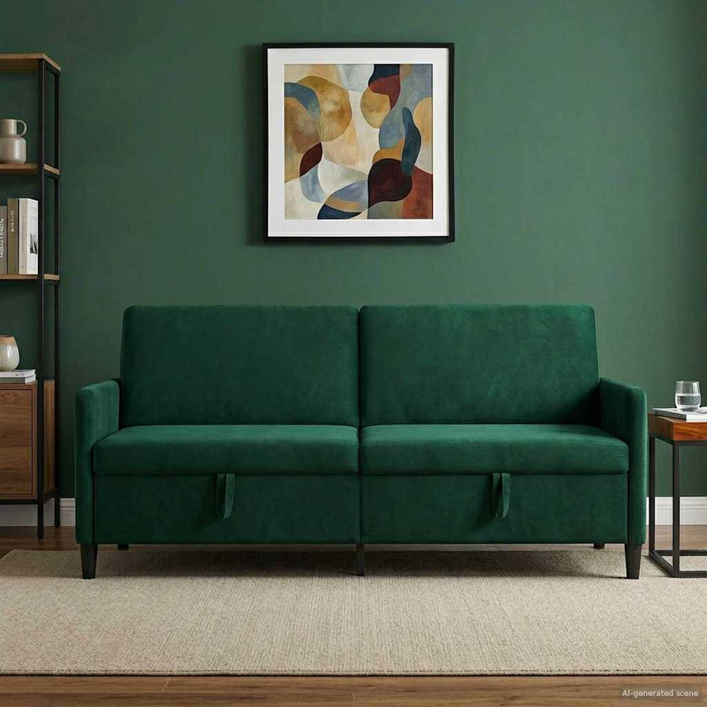 vidaXL Sofa mit Stauraum Dunkelgrün 192 x 78 x 87 cm Polyester