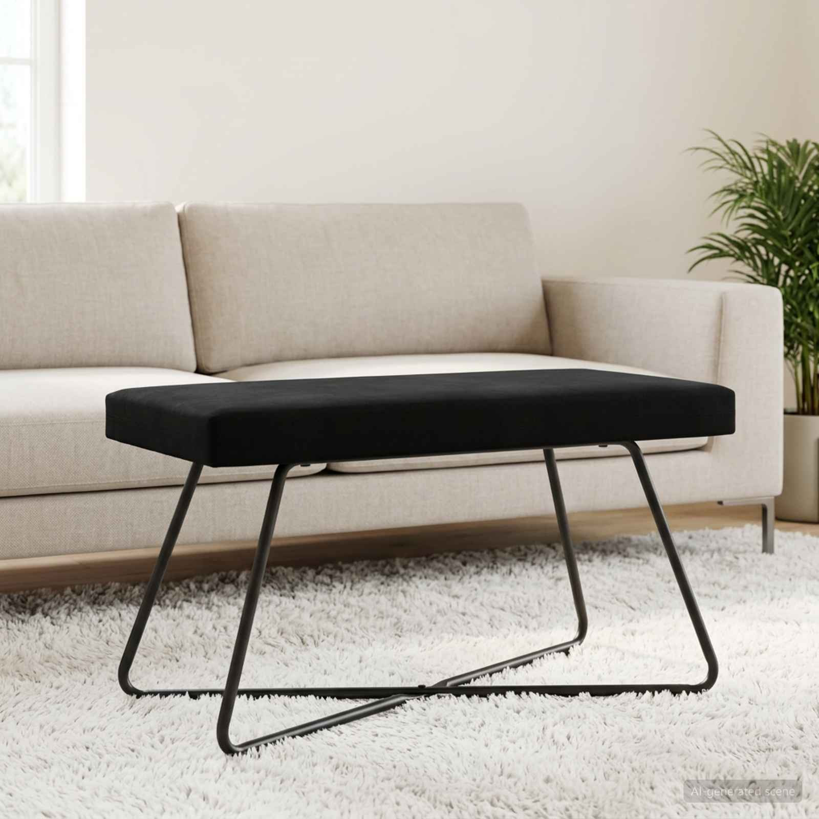 vidaXL Bank Schwarz 80 x 40 x 45 cm Samt