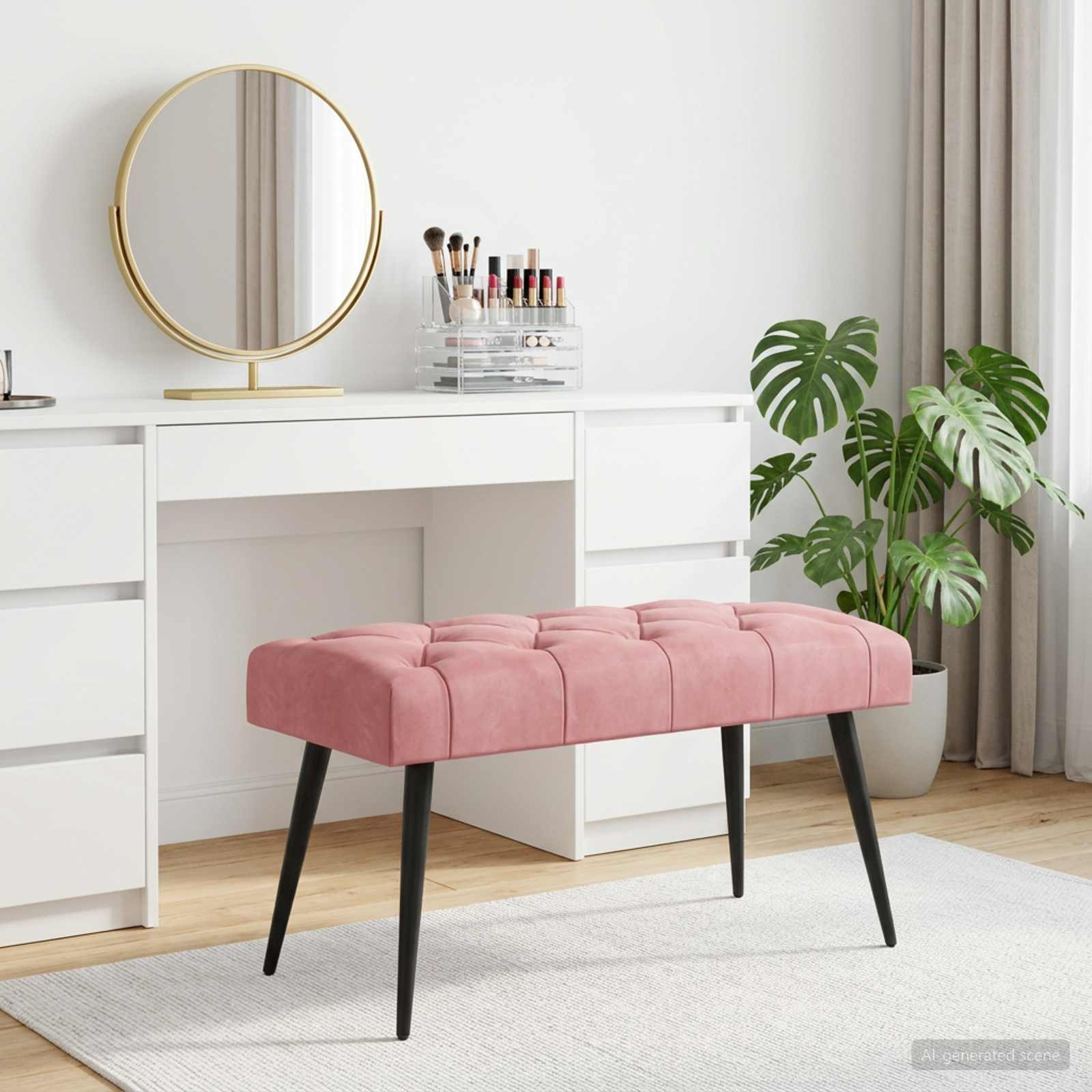 vidaXL Bank mit Knopfheftung Rosa 80 x 40 x 46 cm Samt