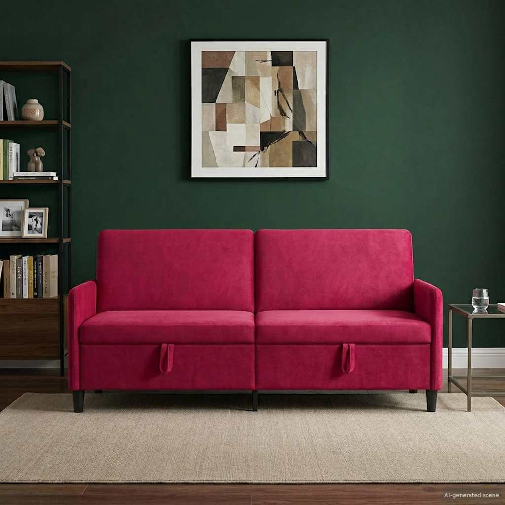 vidaXL Sofa mit Stauraum Weinrot 192 x 78 x 87 cm Polyester