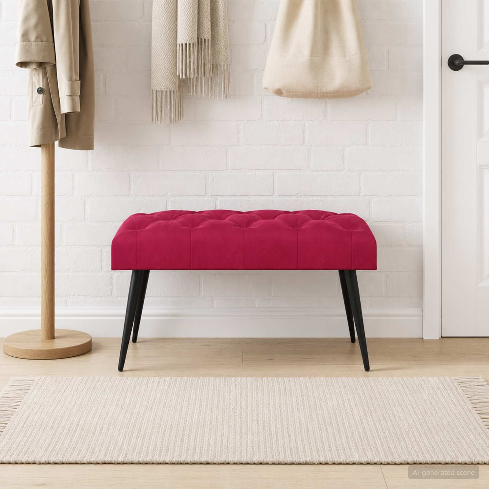 vidaXL Bank mit Knopfheftung Weinrot 80 x 40 x 46 cm Samt