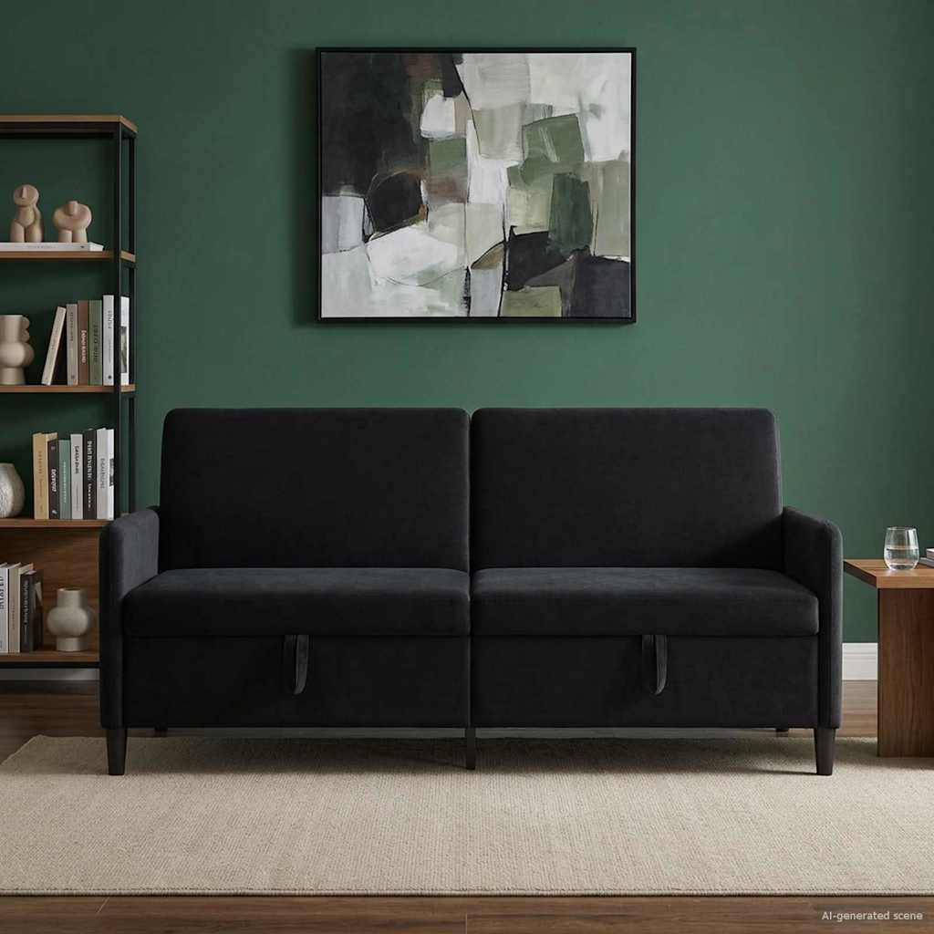vidaXL Sofa mit Stauraum Schwarz 192 x 78 x 87 cm Polyester