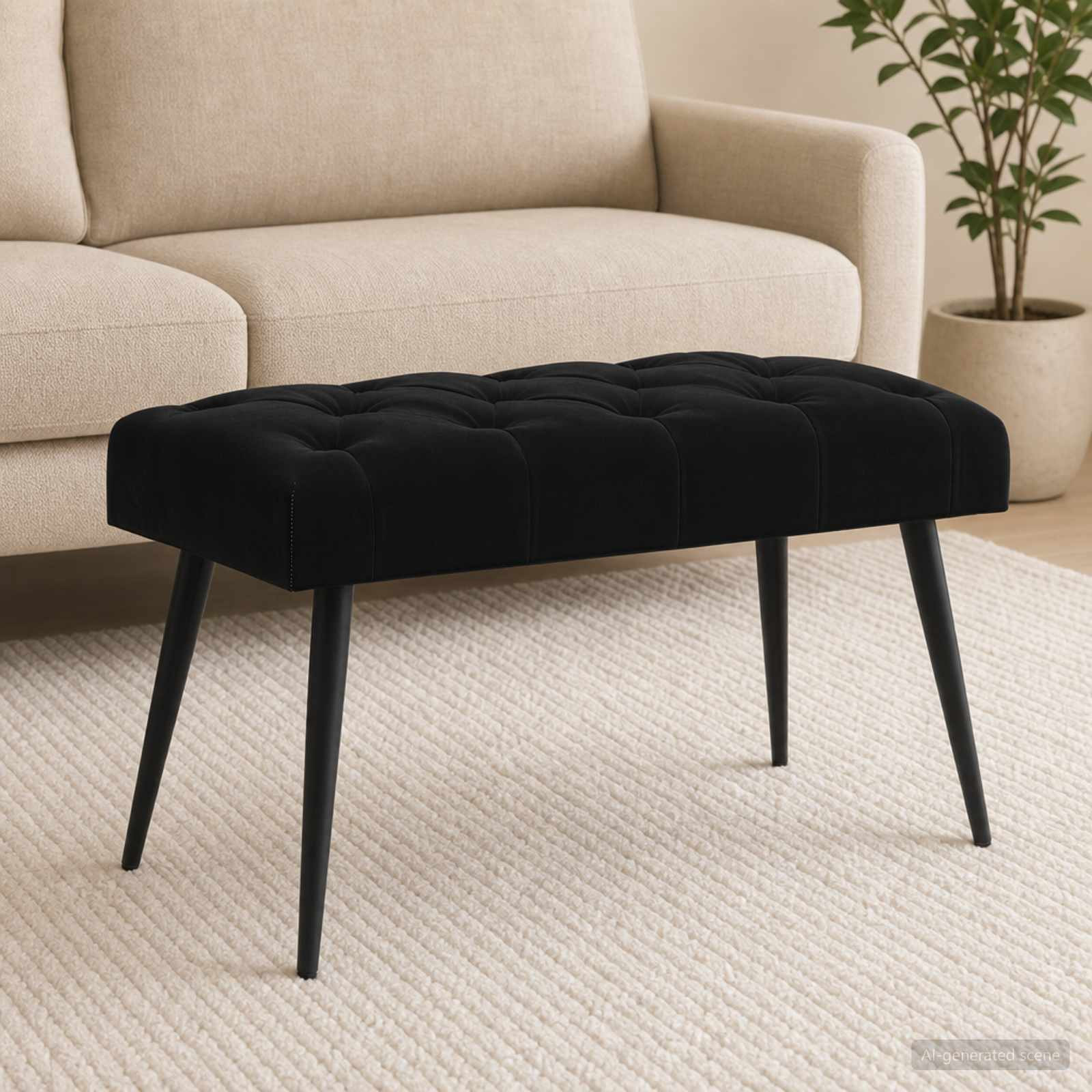 vidaXL Bank mit Knopfheftung Schwarz 80 x 40 x 46 cm Samt