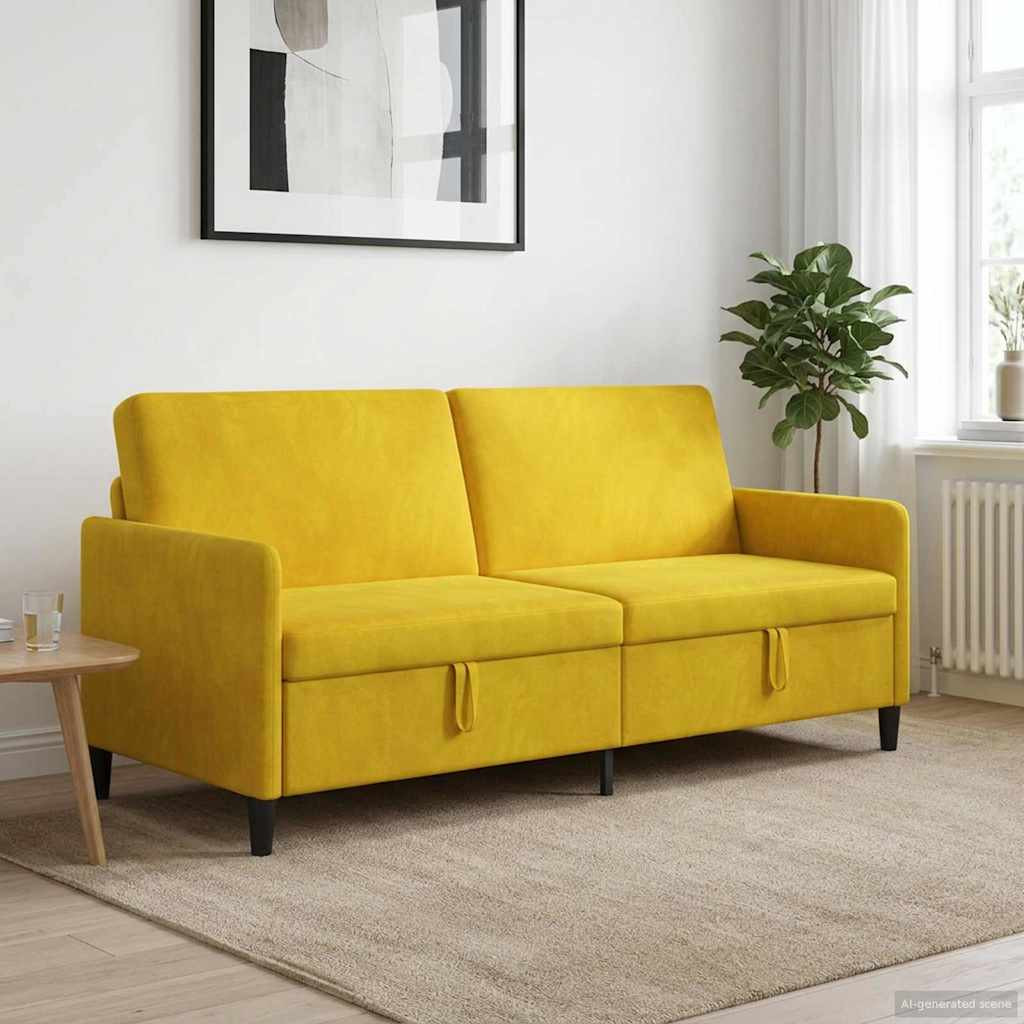 vidaXL Sofa mit Stauraum Gelb 192 x 78 x 87 cm Polyester