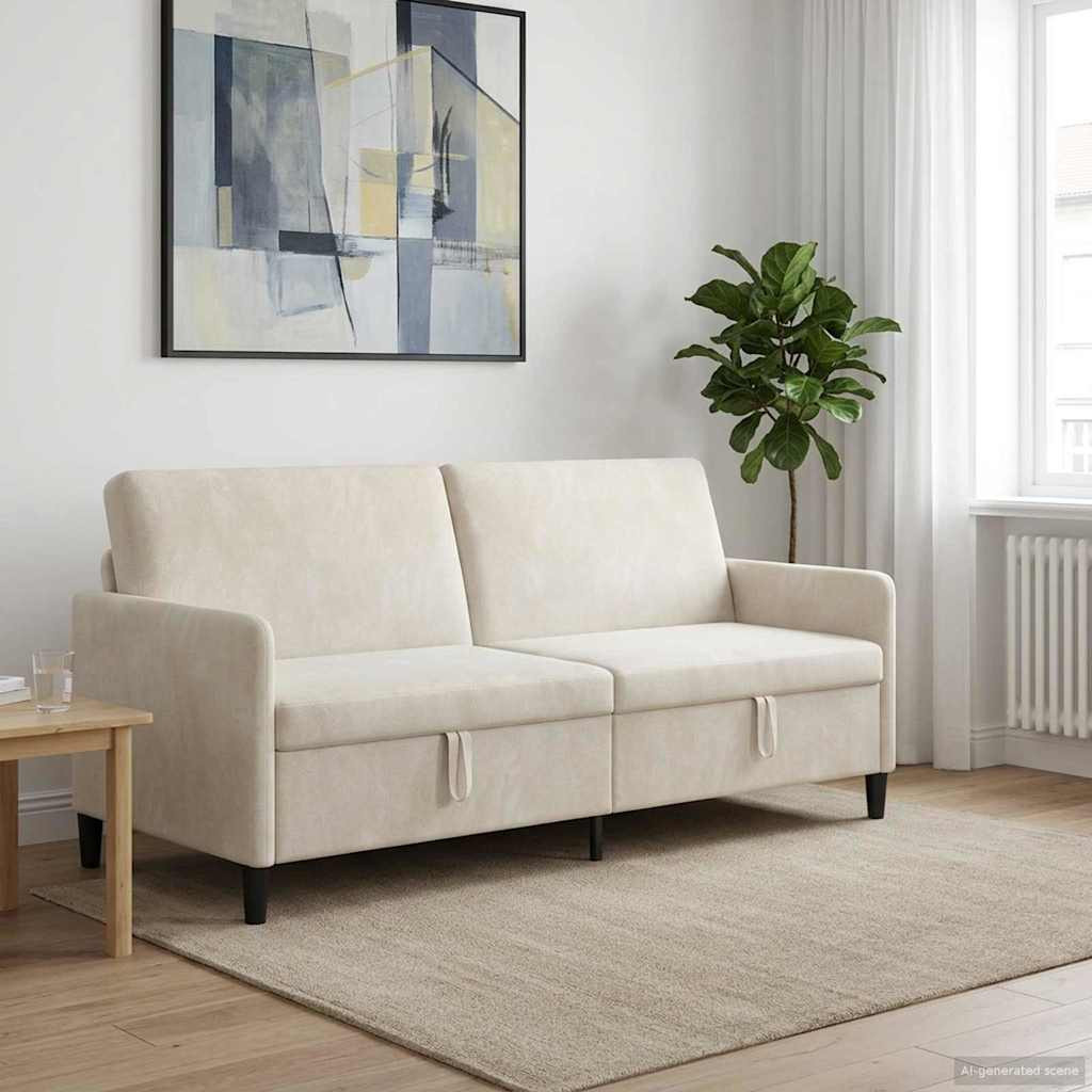 vidaXL Sofa mit Stauraum Creme 192 x 78 x 87 cm Polyester