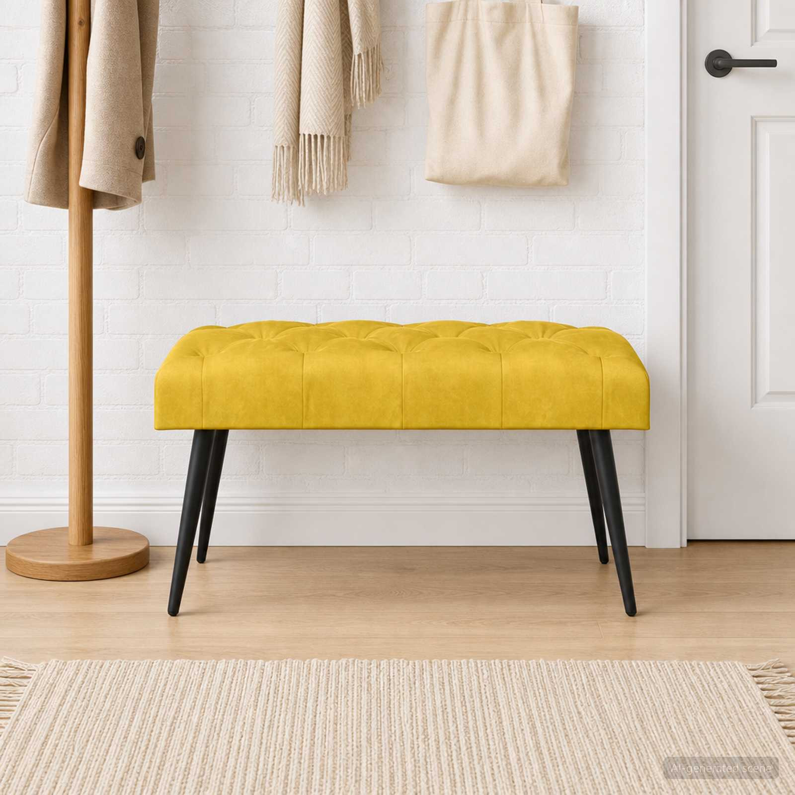 vidaXL Bank mit Knopfheftung Gelb 80 x 40 x 46 cm Samt