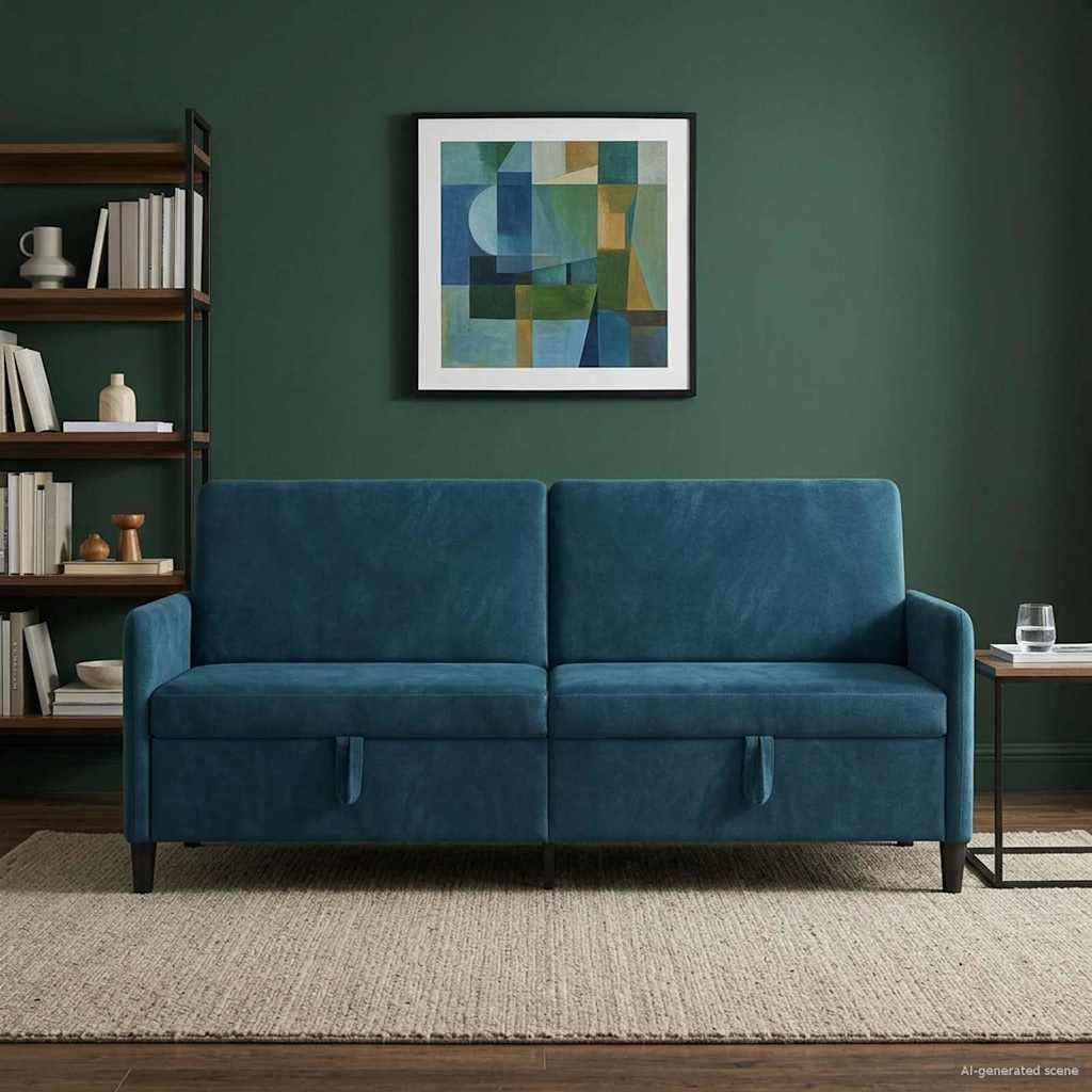 vidaXL Sofa mit Stauraum Blau 192 x 78 x 87 cm Polyester
