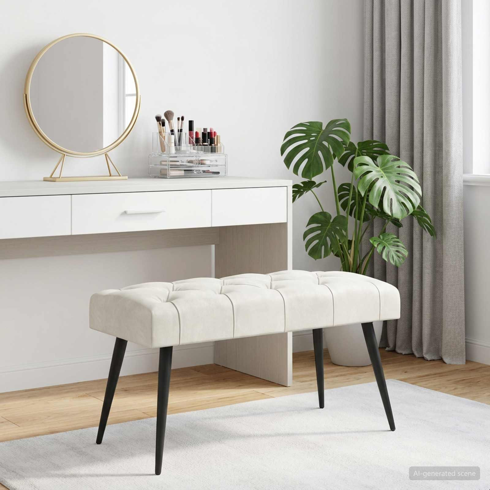 vidaXL Bank mit Knopfheftung Creme 80 x 40 x 46 cm Samt