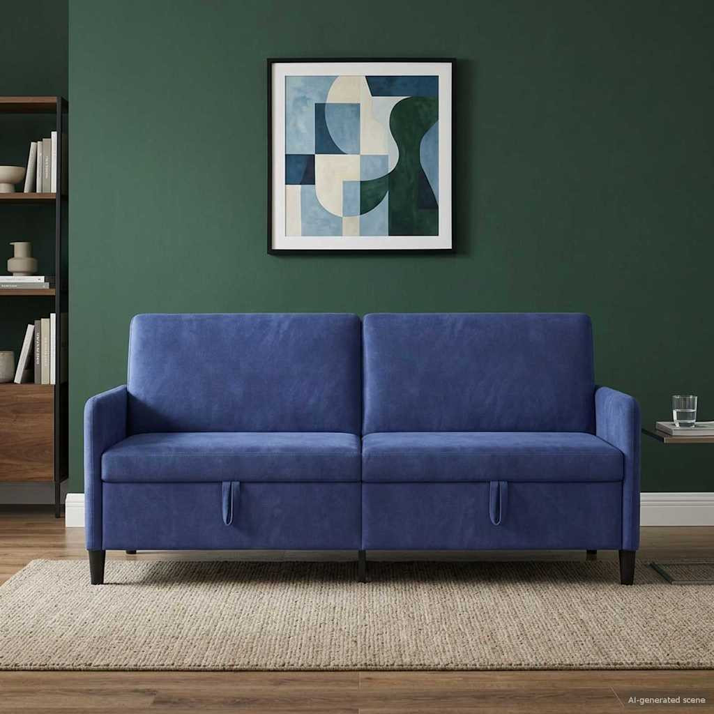 vidaXL Sofa mit Stauraum Polizeiblau 192 x 78 x 87 cm Polyester