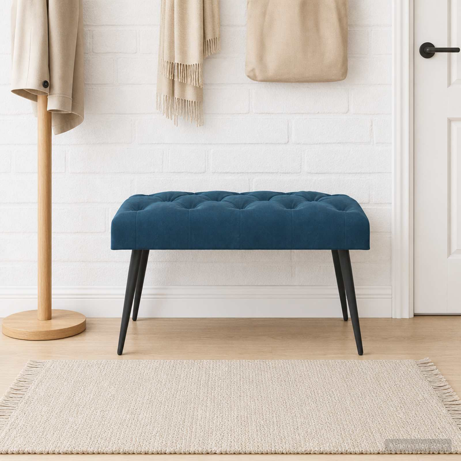vidaXL Bank mit Knopfheftung Blau 80 x 40 x 46 cm Samt