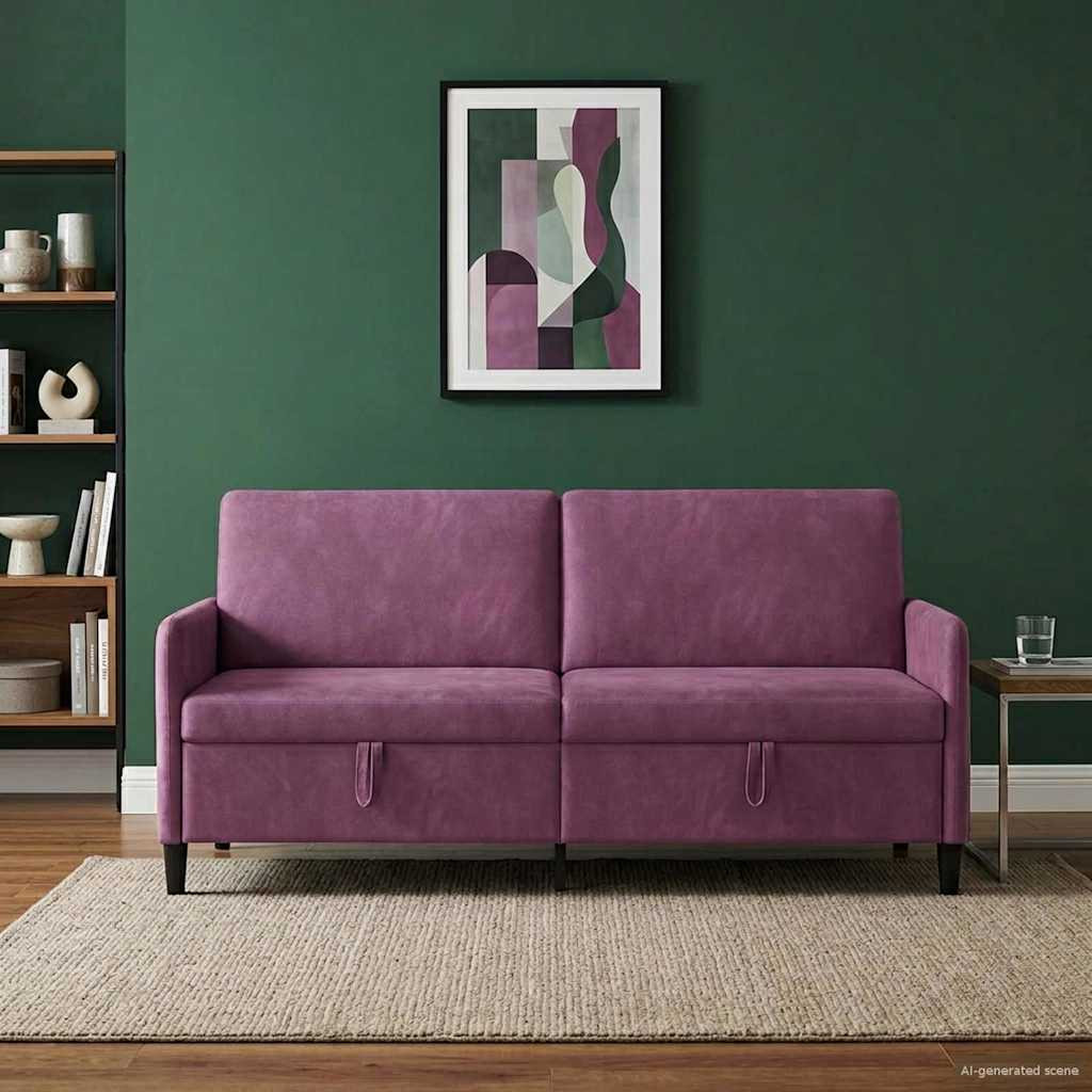 vidaXL Sofa mit Stauraum Lila 192 x 78 x 87 cm Polyester