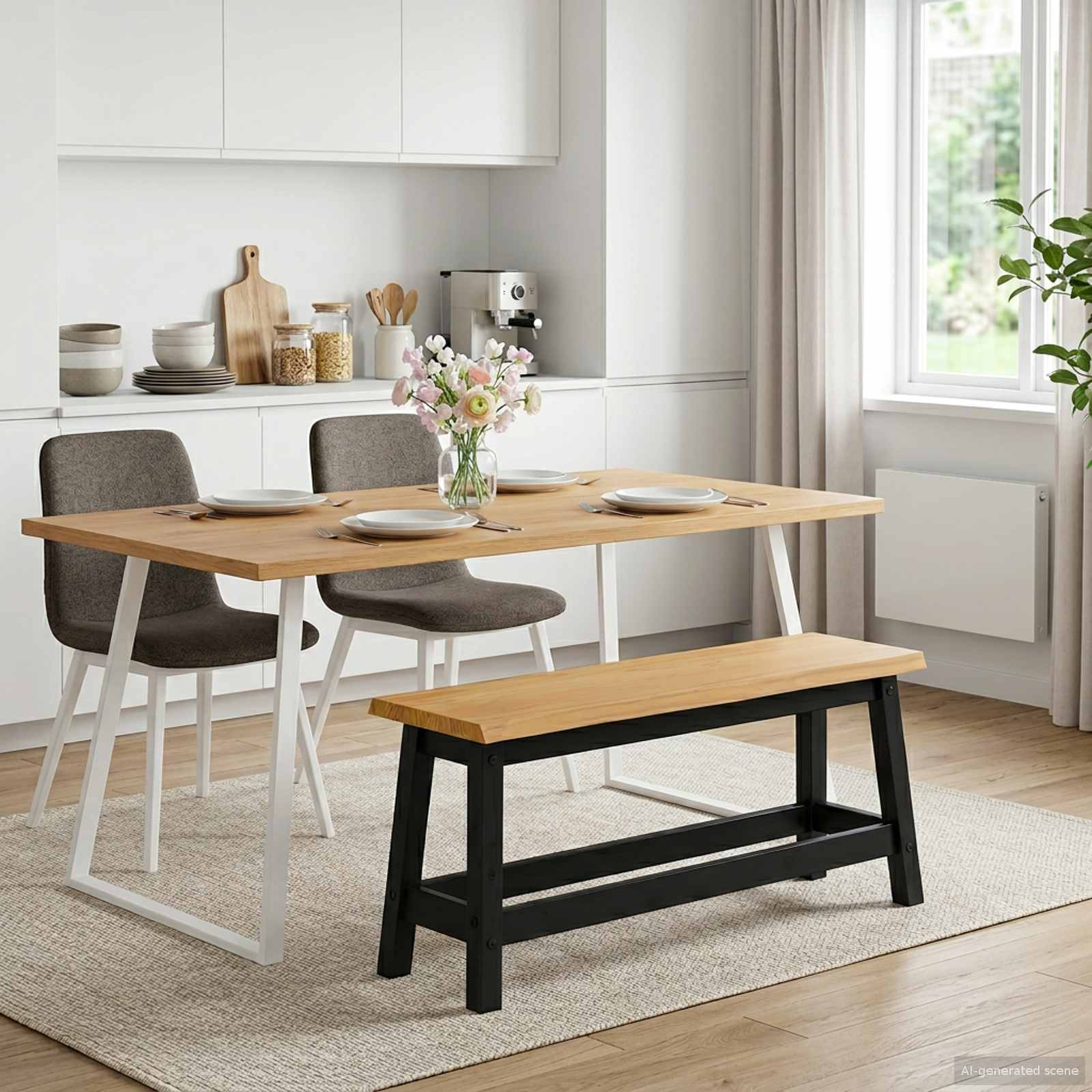 VidaXL Esstischbank EKAI Schwarz 91,5 x 29 x 45,5 cm
