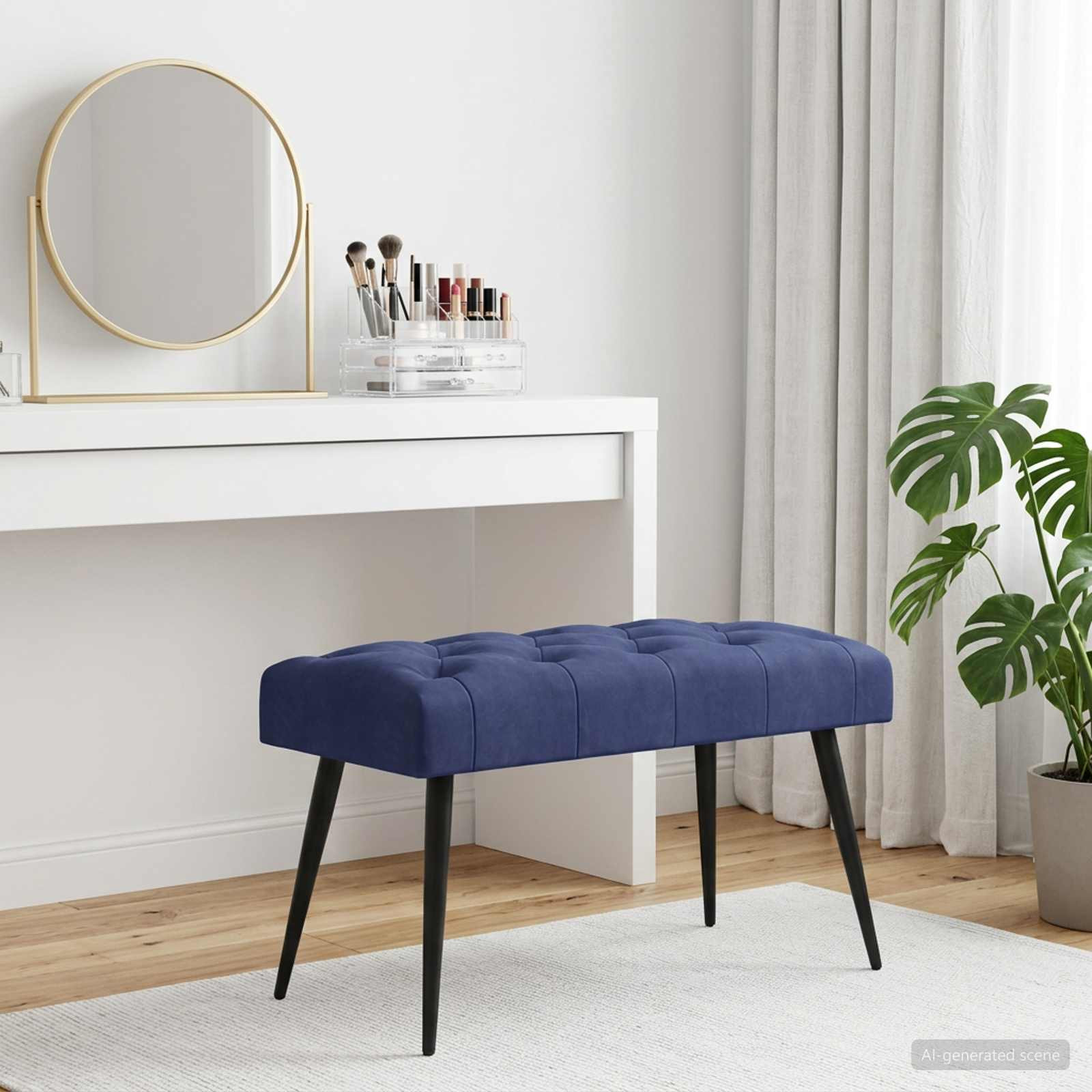 vidaXL Bank mit Knopfheftung Polizeiblau 80 x 40 x 46 cm Samt