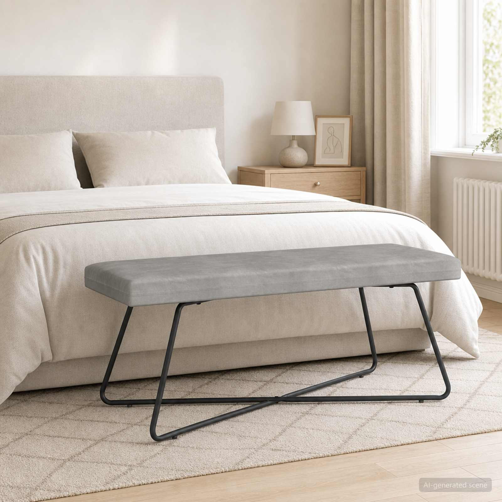 vidaXL Bank Hellgrau 110 x 40 x 45 cm Samt