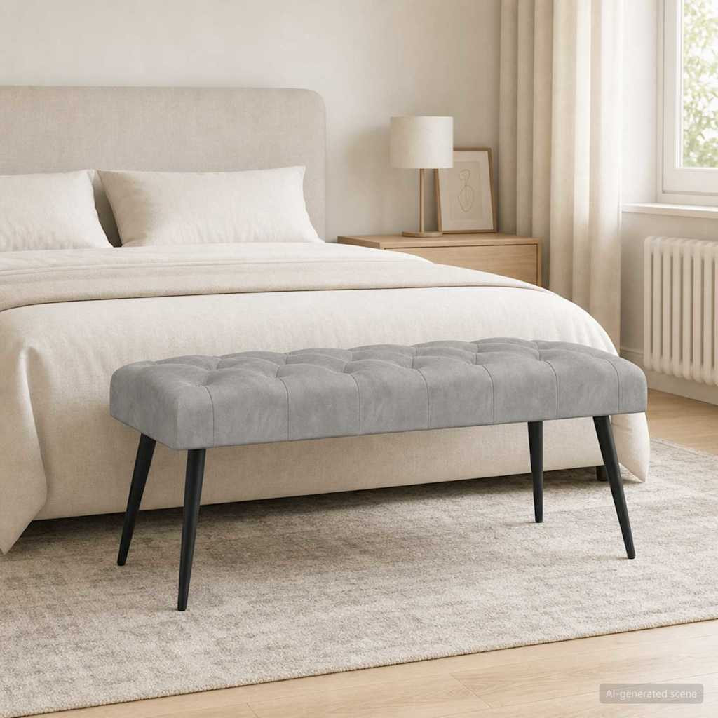 vidaXL Bank mit Knopfheftung Hellgrau 110 x 40 x 46 cm Samt