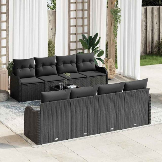 vidaXL Gartensofa-set Schwarz 55 x 55 x 37 cm Poly-Rattan