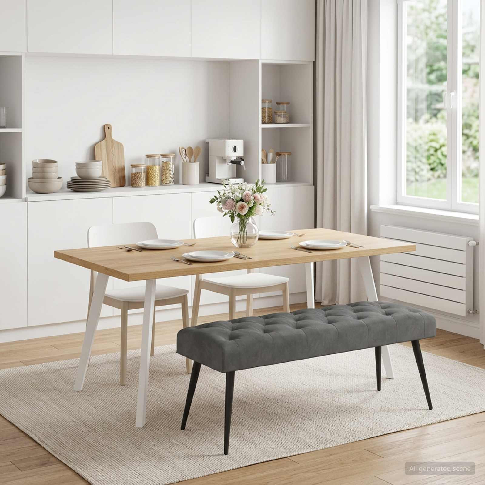 vidaXL Bank mit Knopfheftung Dunkelgrau 110 x 40 x 46 cm Samt